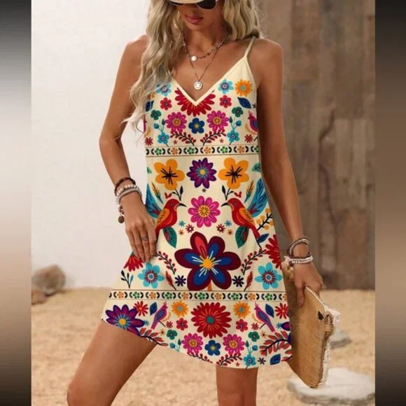 Floral Multicolor Summer Dress - Picture 2 of 6